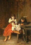 Franz von Defregger Kinder beim Kirschenessen oil painting reproduction